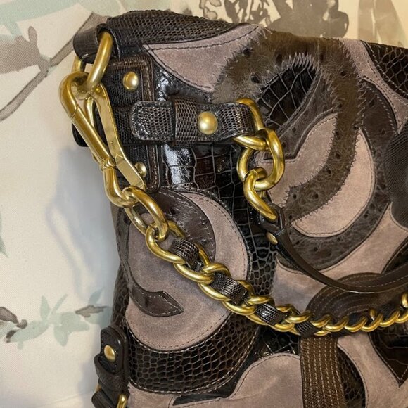 Coach 14339 Brown Suede Leather C Inlay Purse - Picture 4 of 16